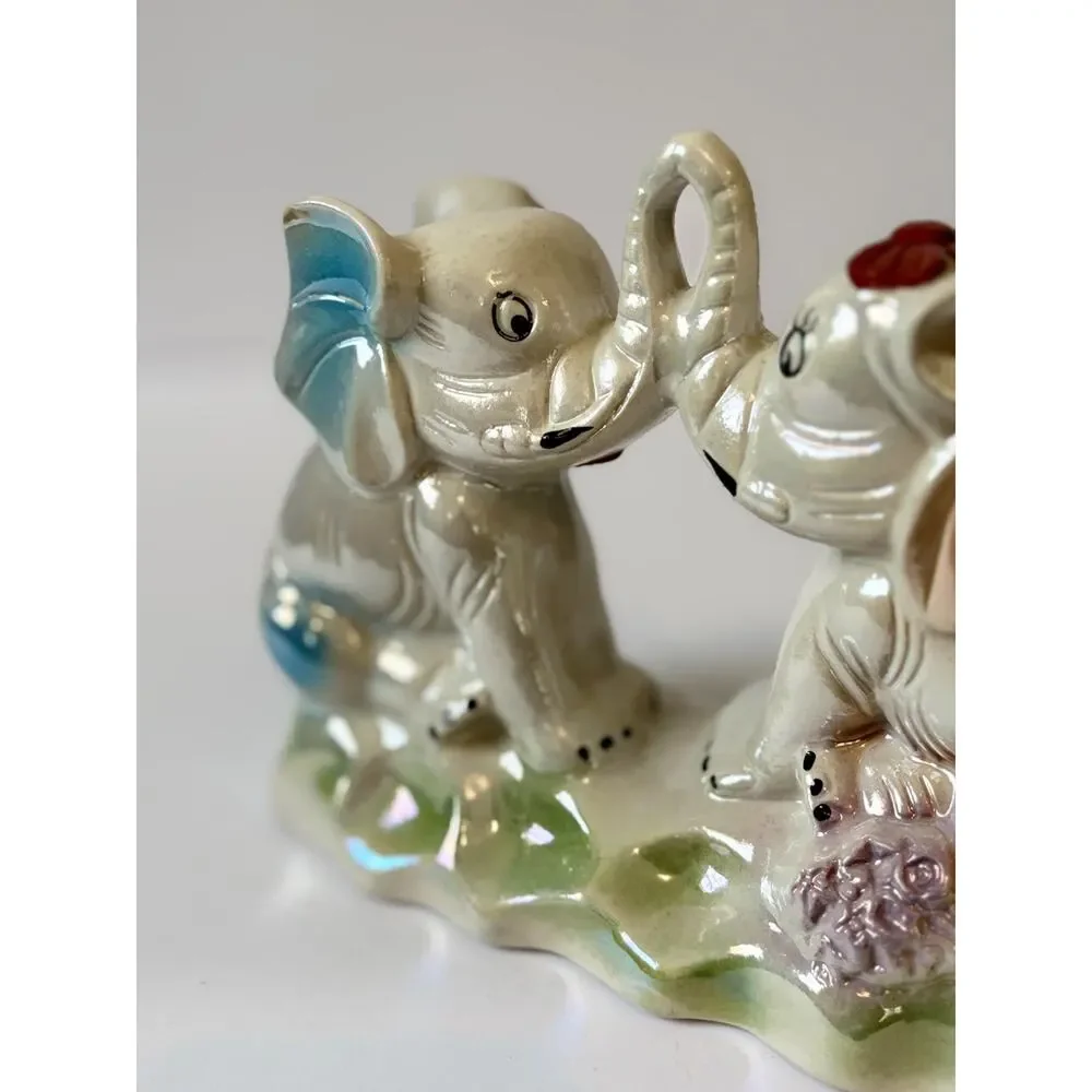 Elephant Sweetheart Vintage Lusterware Japan Double Elephant Wedding 7.5